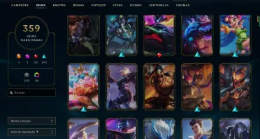 Conta lol lv566, 359 skins, elo esmeralda 4 e primeiro dono!