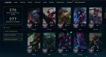 Unranked com 100 Champs e 50 Skins ( JG / ADC / MID )