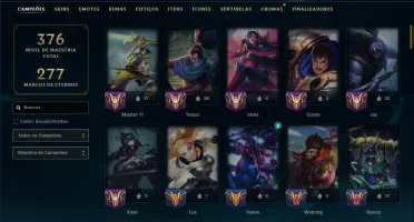 Unranked com 100 Champs e 50 Skins ( JG / ADC / MID )