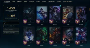 Platina 2 com TODOS os Champs e 366 Skins ( JG / ADC )