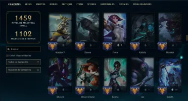 Platina 2 com TODOS os Champs e 366 Skins ( JG / ADC )