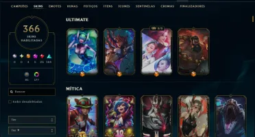 Platina 2 com TODOS os Champs e 366 Skins ( JG / ADC )