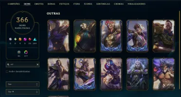 Platina 2 com TODOS os Champs e 366 Skins ( JG / ADC )