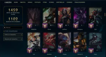 Platina 2 com TODOS os Champs e 366 Skins ( JG / ADC )