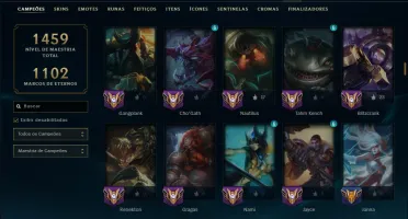 Platina 2 com TODOS os Champs e 366 Skins ( JG / ADC )