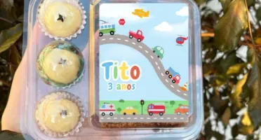 70 Adesivos Personalizados 6x9cm para Bolo - Sem Recorte