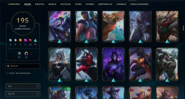 Ouro 3 com TODOS os Champs e 195 Skins ( Nivel 674 )