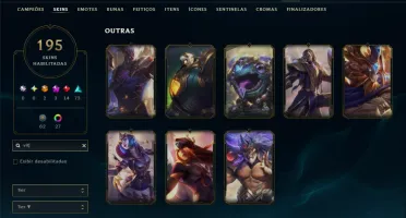 Ouro 3 com TODOS os Champs e 195 Skins ( Nivel 674 )