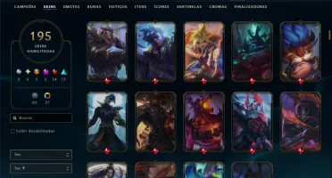 Ouro 3 com TODOS os Champs e 195 Skins ( Nivel 674 )