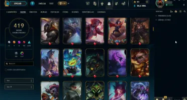 Vendo conta de lol Gold 1 com todos champs e 419 skins