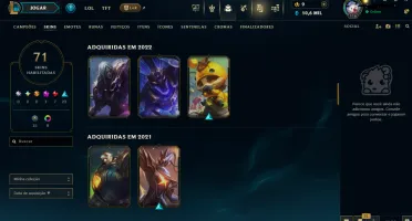 Conta LoL Ouro 2 - 122 campeões - 71 skins