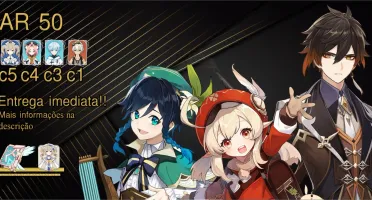 AR 50 Klee + Atlas / Zhongli / Venti e Banner Garantido!!!