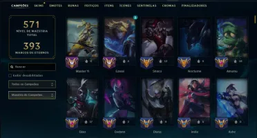 Unranked com TODOS os Champs e 171 Skins ( JG / MID )