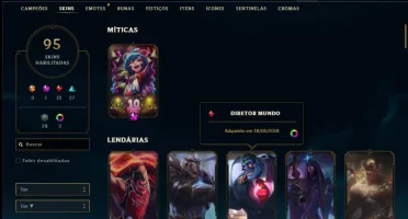 Conta ouro 4 com 95 skins e 125 champs