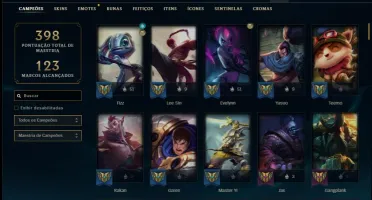 Conta ouro 4 com 95 skins e 125 champs