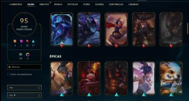 Conta ouro 4 com 95 skins e 125 champs
