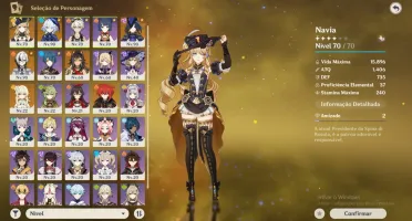Conta Genshin Arlecchino, Furina, Clorinde e Navia