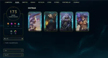 Platina 4 com TODOS os champs e 173 Skins +4 Vitoriosas