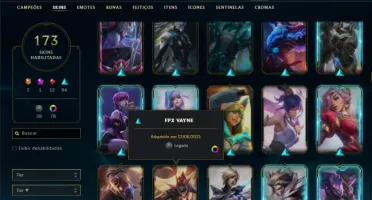 Platina 4 com TODOS os champs e 173 Skins +4 Vitoriosas