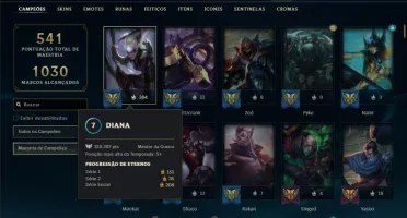 Platina 4 com TODOS os champs e 173 Skins +4 Vitoriosas