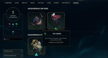Vendo Conta Ouro 1 com 96 Champs, 84 Skins e 3 Cromas