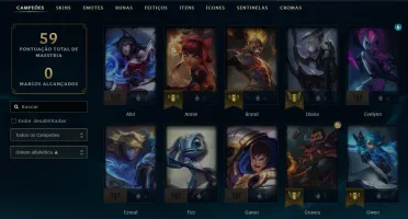 Conta LoL Diamante 4 com 19 Skins + 28 Campeões + Passe