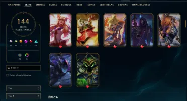Unranked com 105 Champs e 144 Skins ( SUP / ADC )