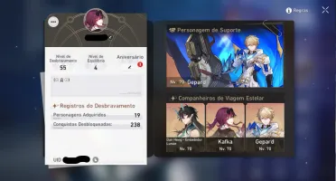 Honkai Star Rail- Gepard(E2)+Kafka+Welt+Dan Heng(com cone)