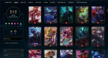 Ouro 4 com TODOS os Champs e 312 Skins ( ADC / MID / JG )