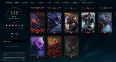Ouro 4 com TODOS os Champs e 312 Skins ( ADC / MID / JG )