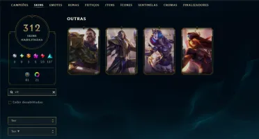 Ouro 4 com TODOS os Champs e 312 Skins ( ADC / MID / JG )