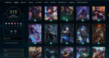 Ouro 4 com TODOS os Champs e 312 Skins ( ADC / MID / JG )
