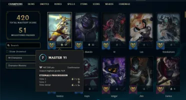 Ferro 1 com TODOS os champs e 356 Skins + 1400 RP