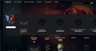 Ferro 1 com TODOS os champs e 356 Skins + 1400 RP