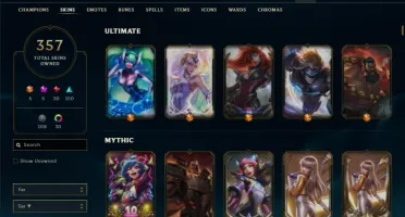Ferro 1 com TODOS os champs e 356 Skins + 1400 RP