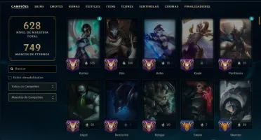 Unranked com TODOS os Champs e 124 Skins ( ADC / SUP / JG )