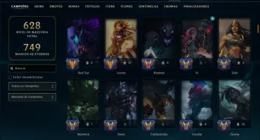 Unranked com TODOS os Champs e 124 Skins ( ADC / SUP / JG )