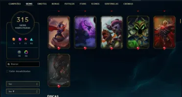 Conta prata 1 com TODOS os champs e 315 skins +1 Prestigio