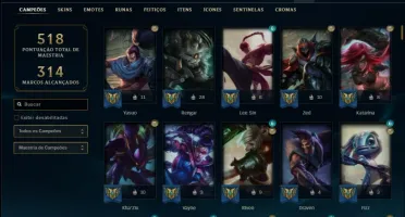 Conta prata 1 com TODOS os champs e 315 skins +1 Prestigio