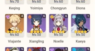 Ganyu + Yoimiya + Kazuha + Xiao + Zhongli + Venti + Childe..