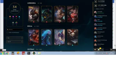 Conta GOLD com 34 Skins, Level 78, 77 campeões, nunc tom ban