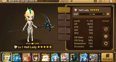 Reroll Summoners War lvl10 com Hell Lady - Asima