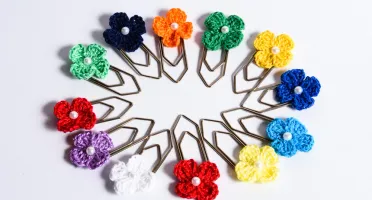 Kit clips flor de crochê