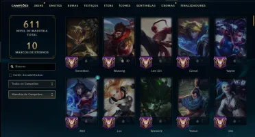 Unranked com 140 Champs e 71 Skins ( ADC / SUP / MID / JG )