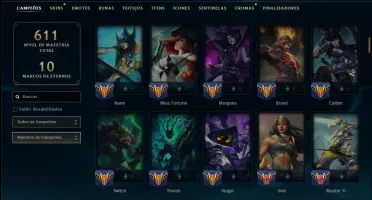 Unranked com 140 Champs e 71 Skins ( ADC / SUP / MID / JG )