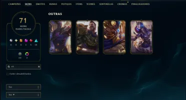 Unranked com 140 Champs e 71 Skins ( ADC / SUP / MID / JG )