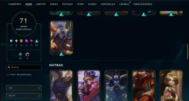 Unranked com 140 Champs e 71 Skins ( ADC / SUP / MID / JG )