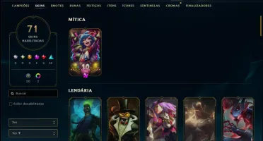 Unranked com 140 Champs e 71 Skins ( ADC / SUP / MID / JG )