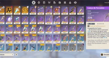 Conta genshi com 7 personagens t5 e 4 armas t5