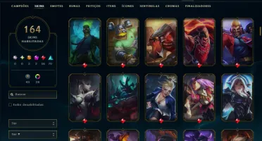 Ouro 4 com TODOS os Champs e 164 Skins( JG / TOP / SUP )